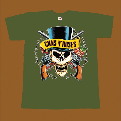 GUNS N ROSES T-SHIRT - COLORED SKULL 3
