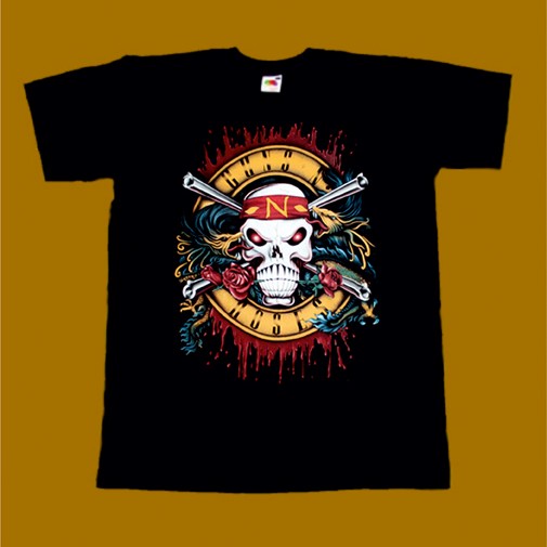 GUNS N ROSES T-SHIRT - COLORED SKULL 4
