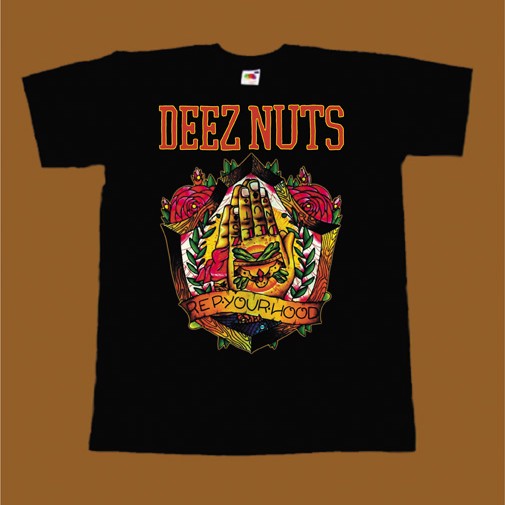 DEEZ NUTS T-SHIRT - REP YOUR HOOD